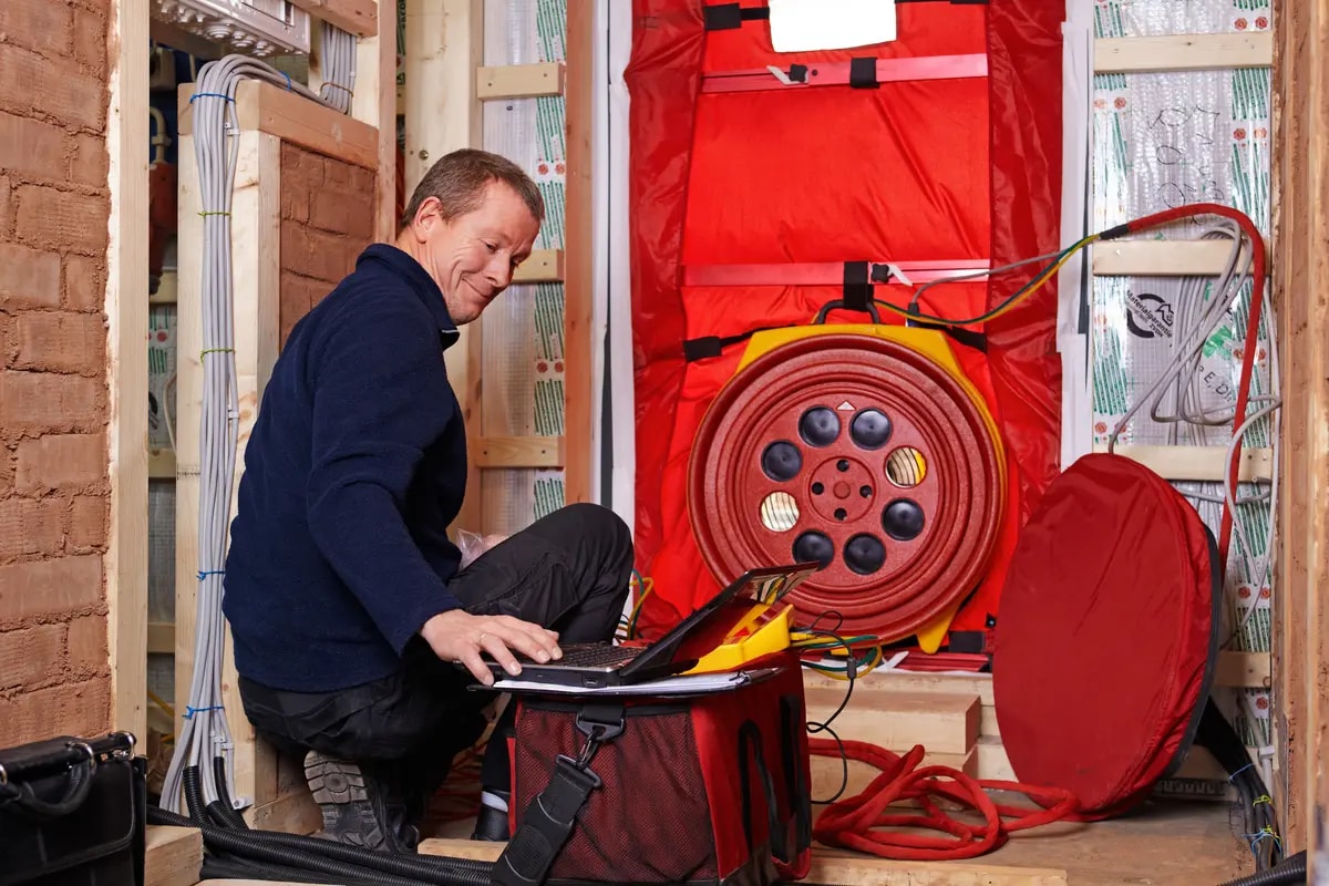 Using a blower door test