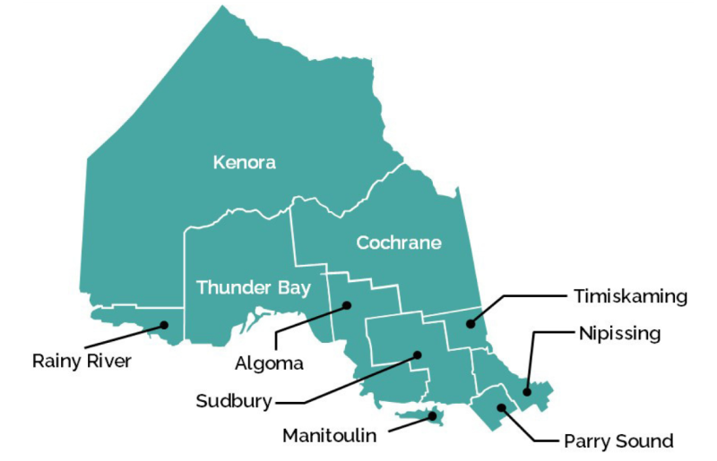 Nortgern Ontario Energy Credit Eligibility Map
