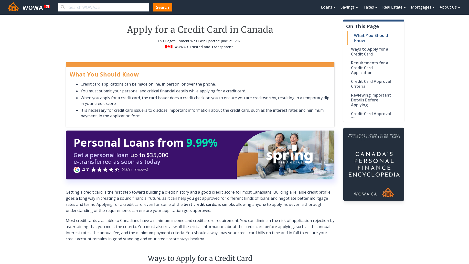 Apply For Credit Card Canada