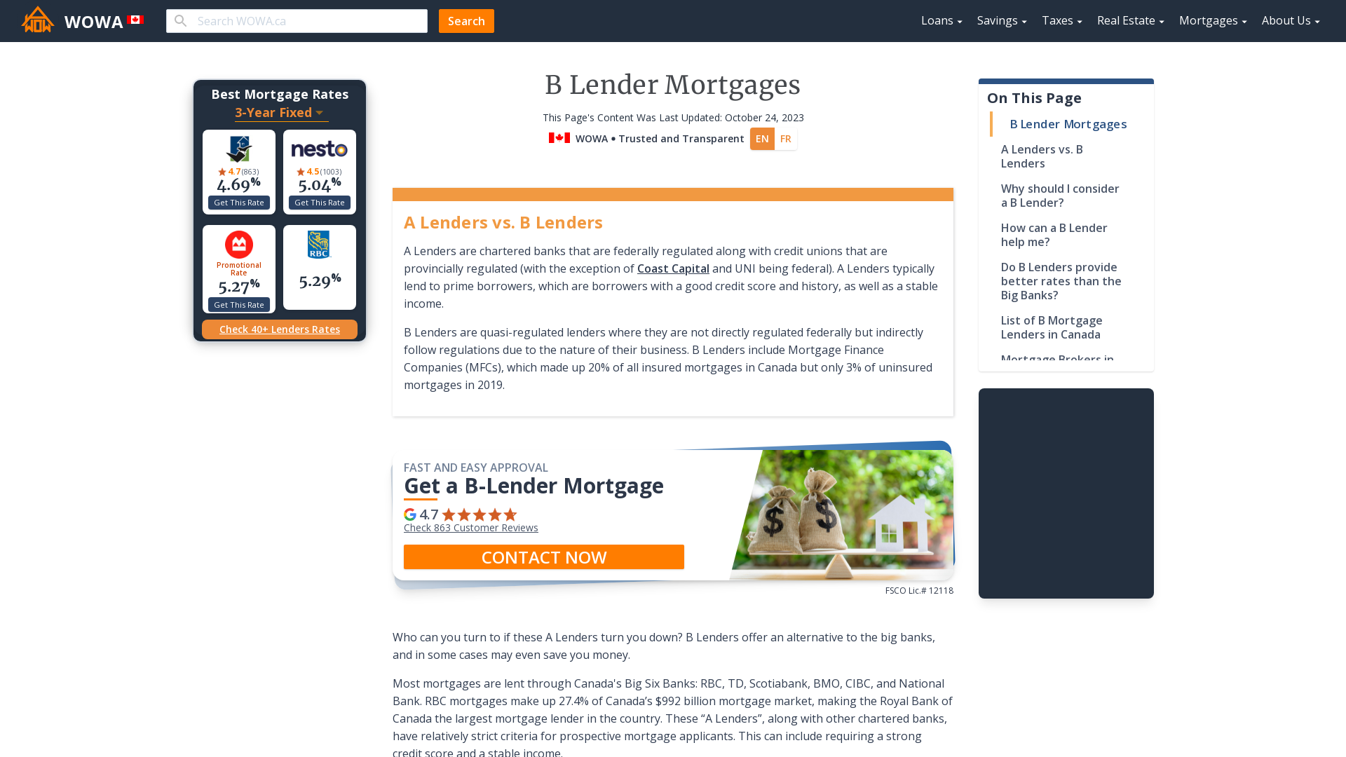 B Lender Mortgages Canada | All You Need to Know | WOWA.ca