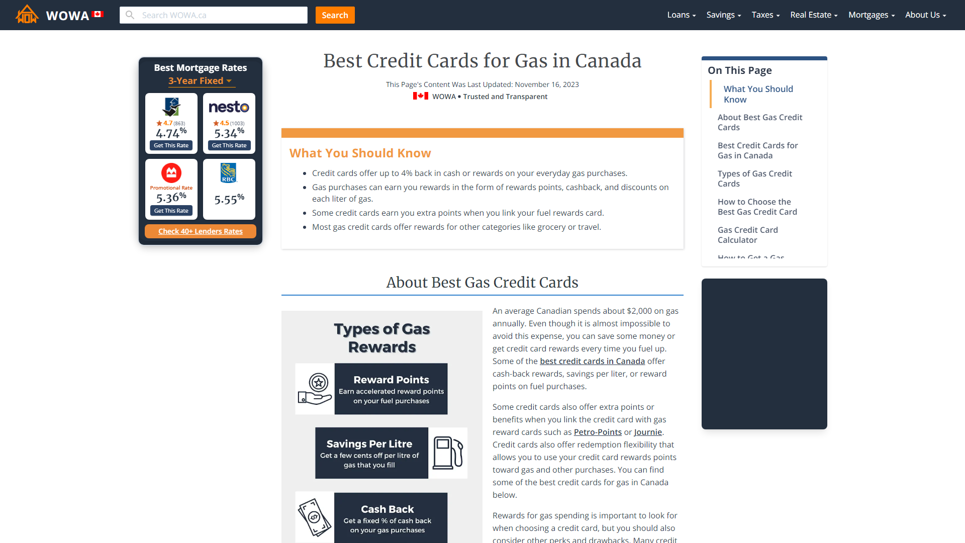 Best Credit Cards For Gas In Canada 2024 WOWA Ca   Best Credit Cards For Gas 