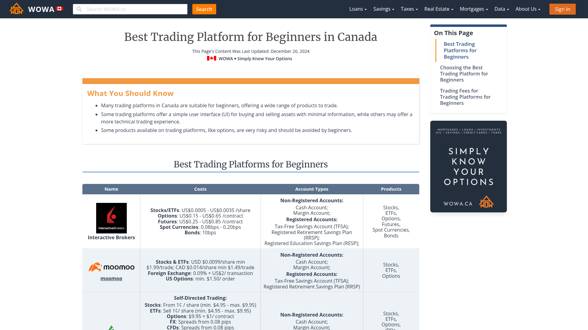 Best Trading Platforms for Beginners in Canada | WOWA.ca