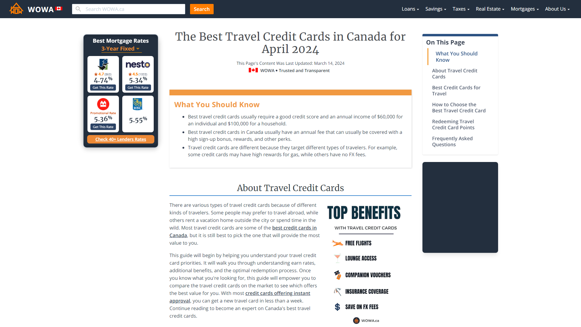 Best Travel Credit Cards in Canada for May 2024 WOWA.ca