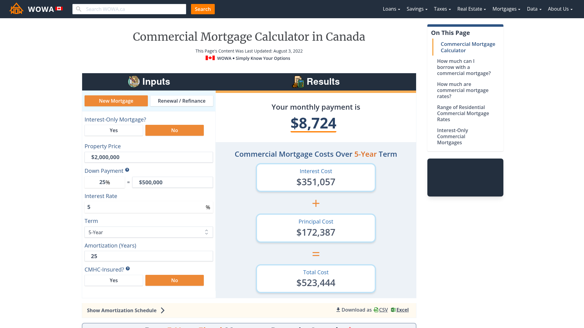 Cmhc deals mortgage calculator