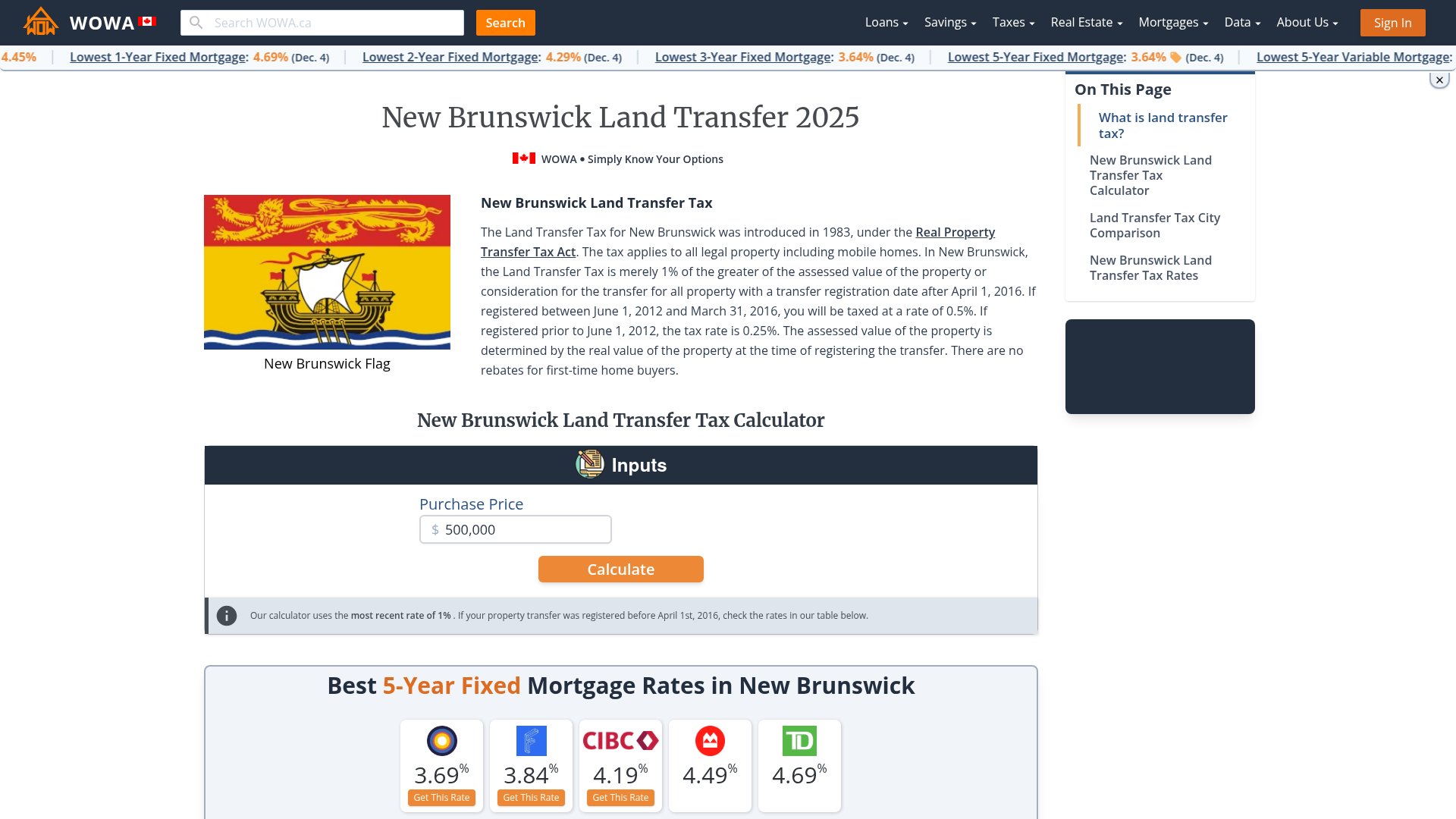 New Brunswick Land Transfer Tax Calculator 2021 Calculator Rates