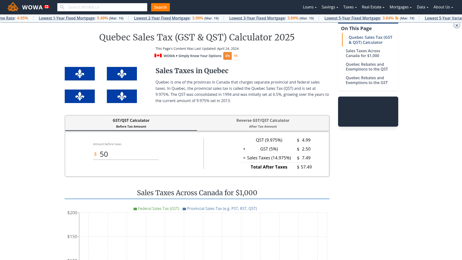 quebec sales tax calculator