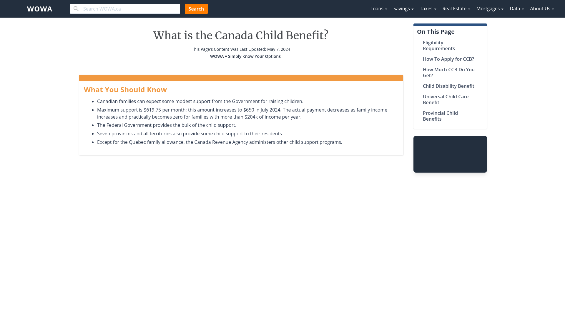 Canada Child Benefit CCB WOWA Ca   Canada Child Benefit 