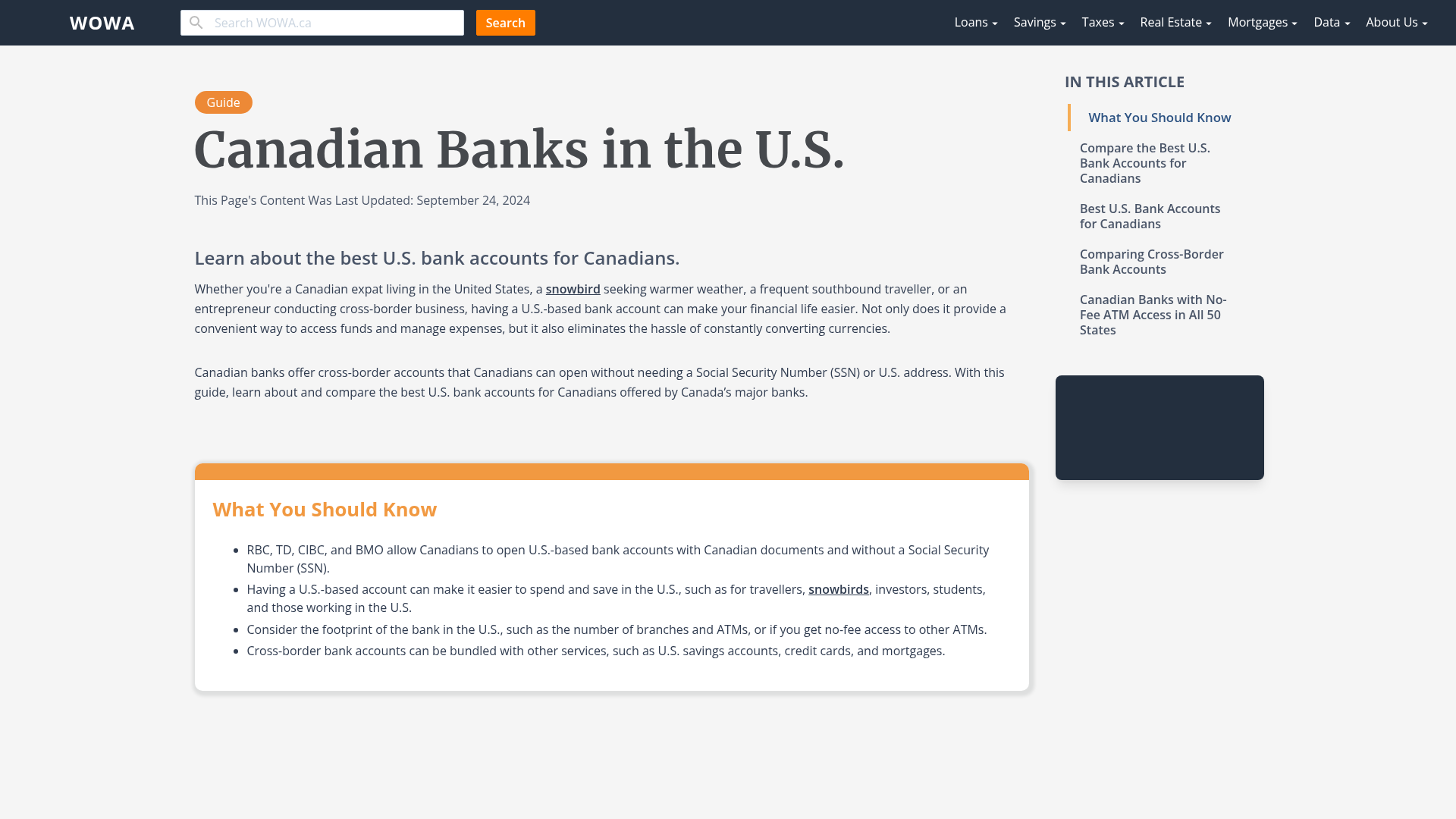 Canadian Banks in the U.S. | WOWA.ca