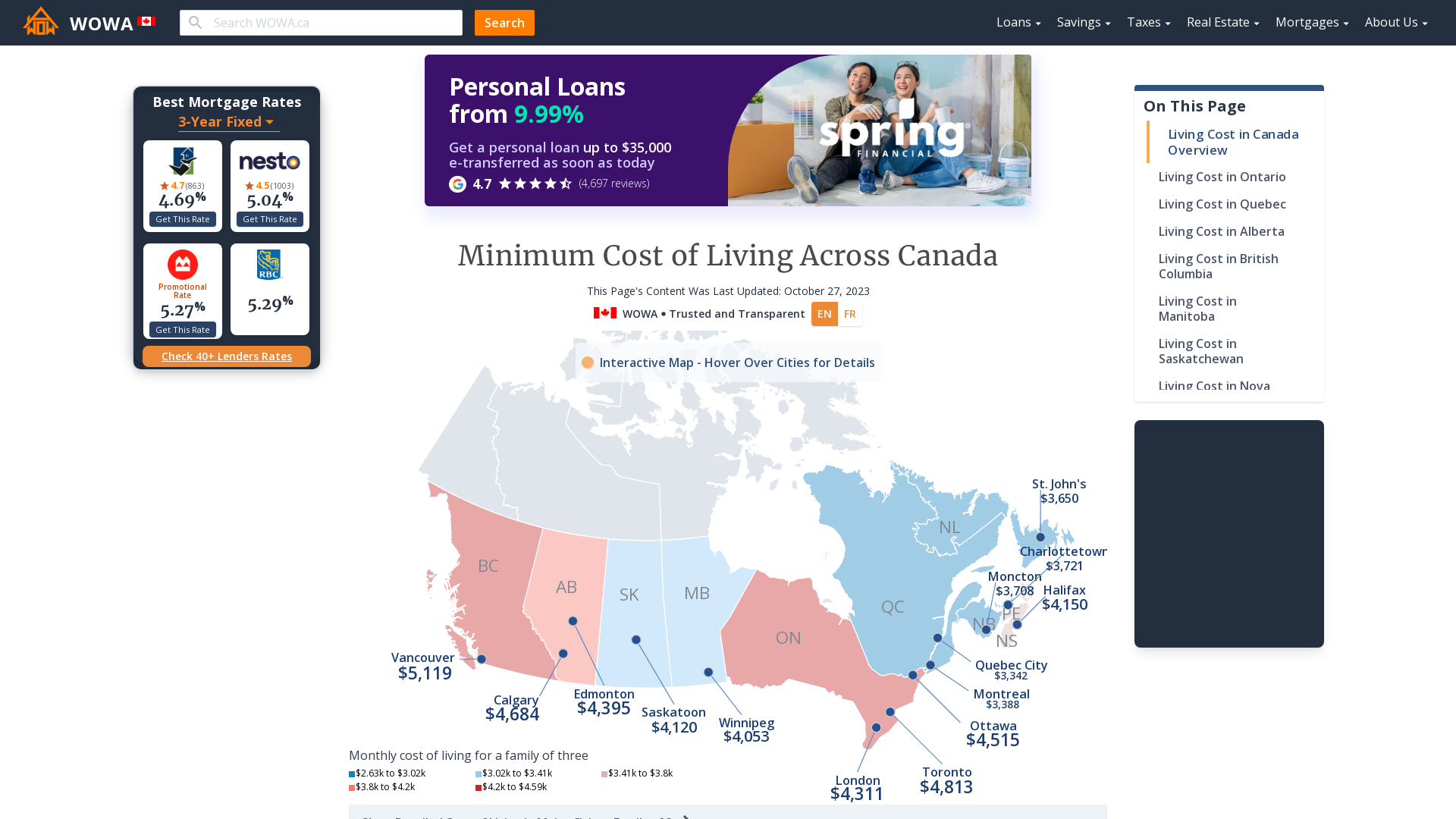 Which city in Canada has the highest cost of living?