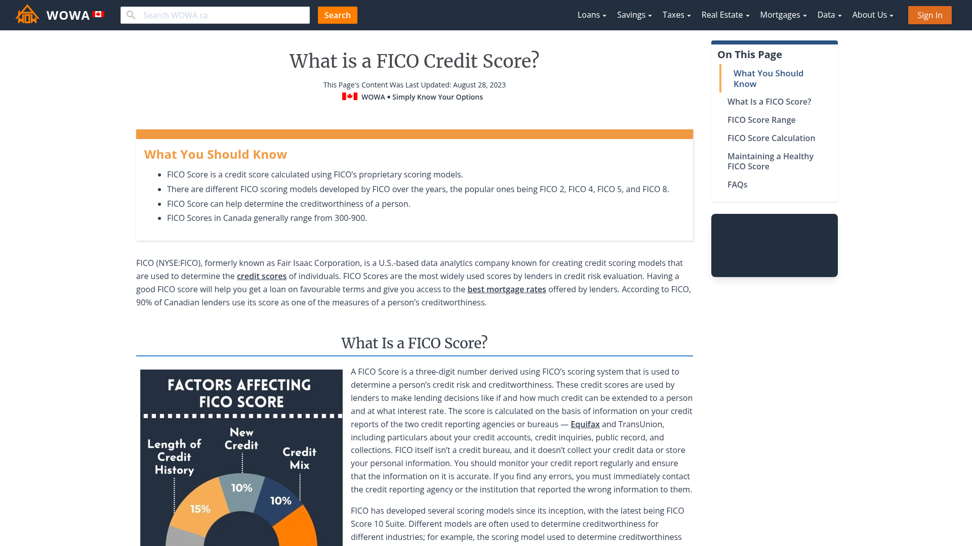 Fico Credit Score In Canada Wowa Ca