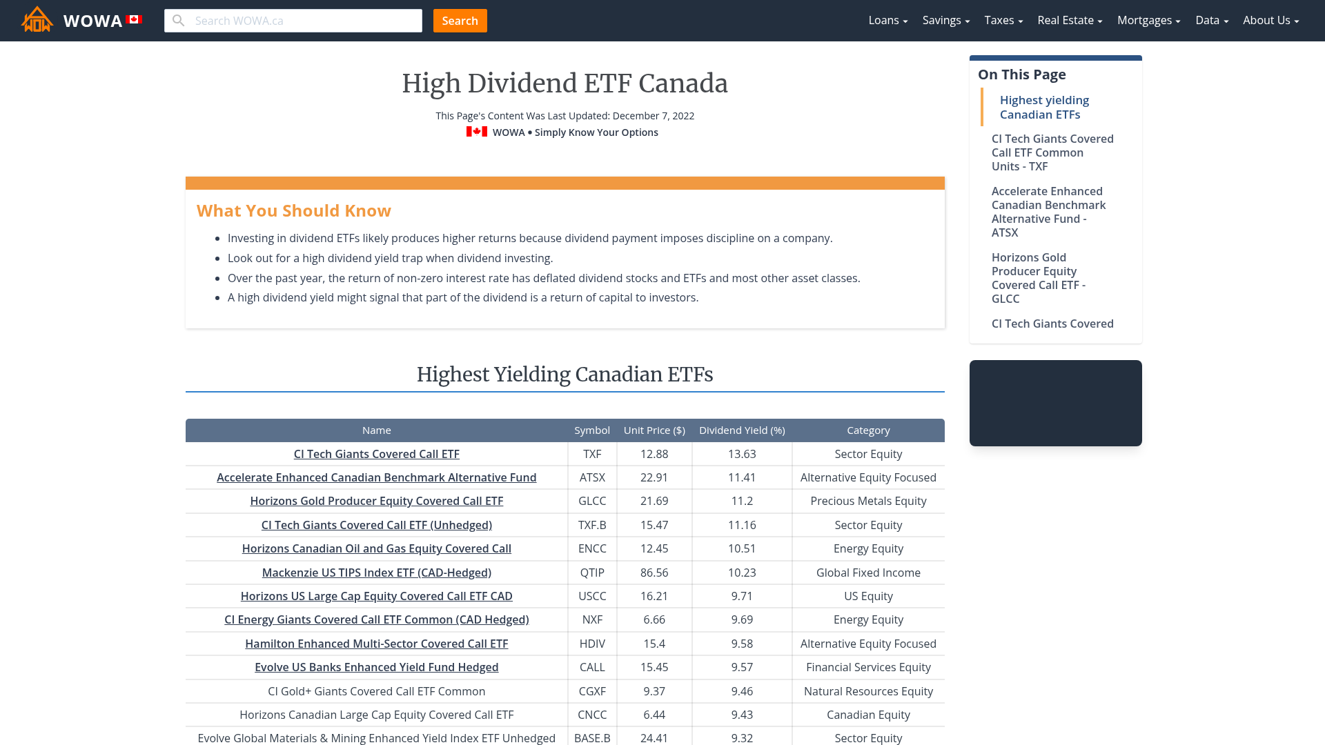 Highest Dividend Etf Canada