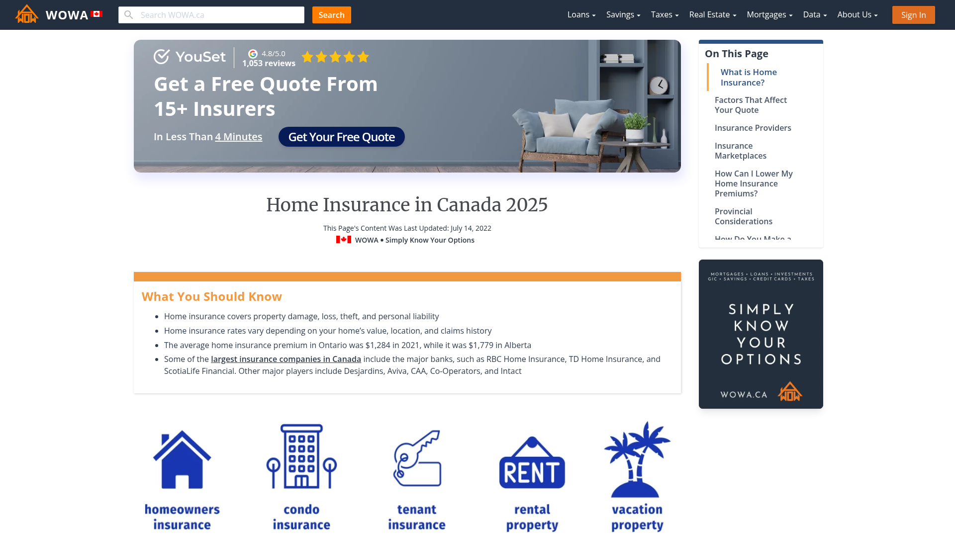 Compare All Home Insurance Options in Canada WOWA.ca