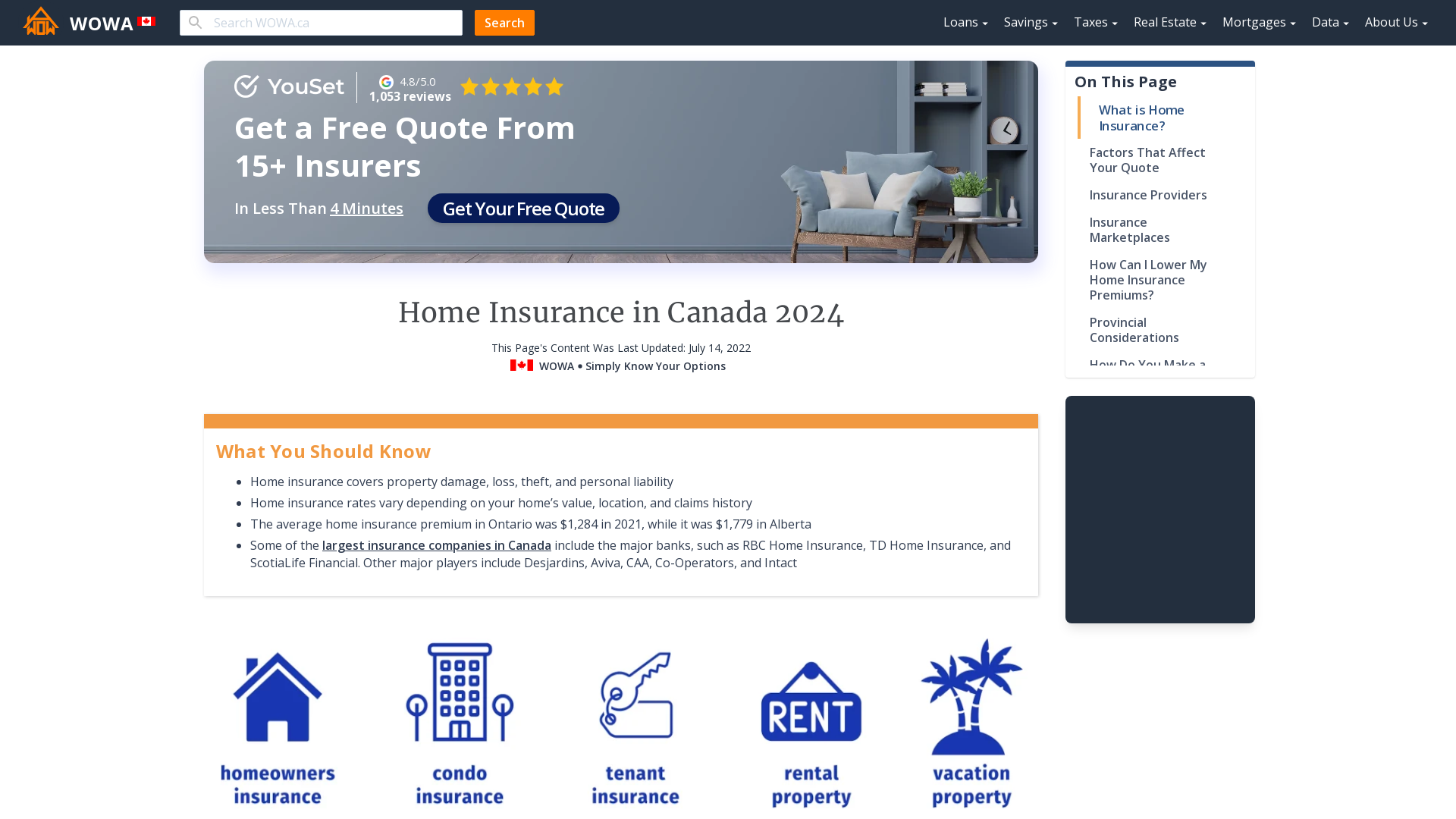 Compare All Home Insurance Options In Canada WOWA ca