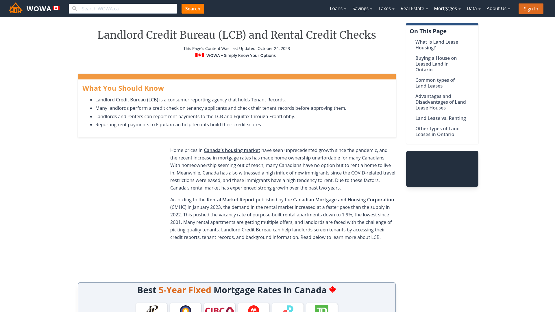 Landlord Credit Bureau (LCB) and Rental Credit Checks WOWA.ca