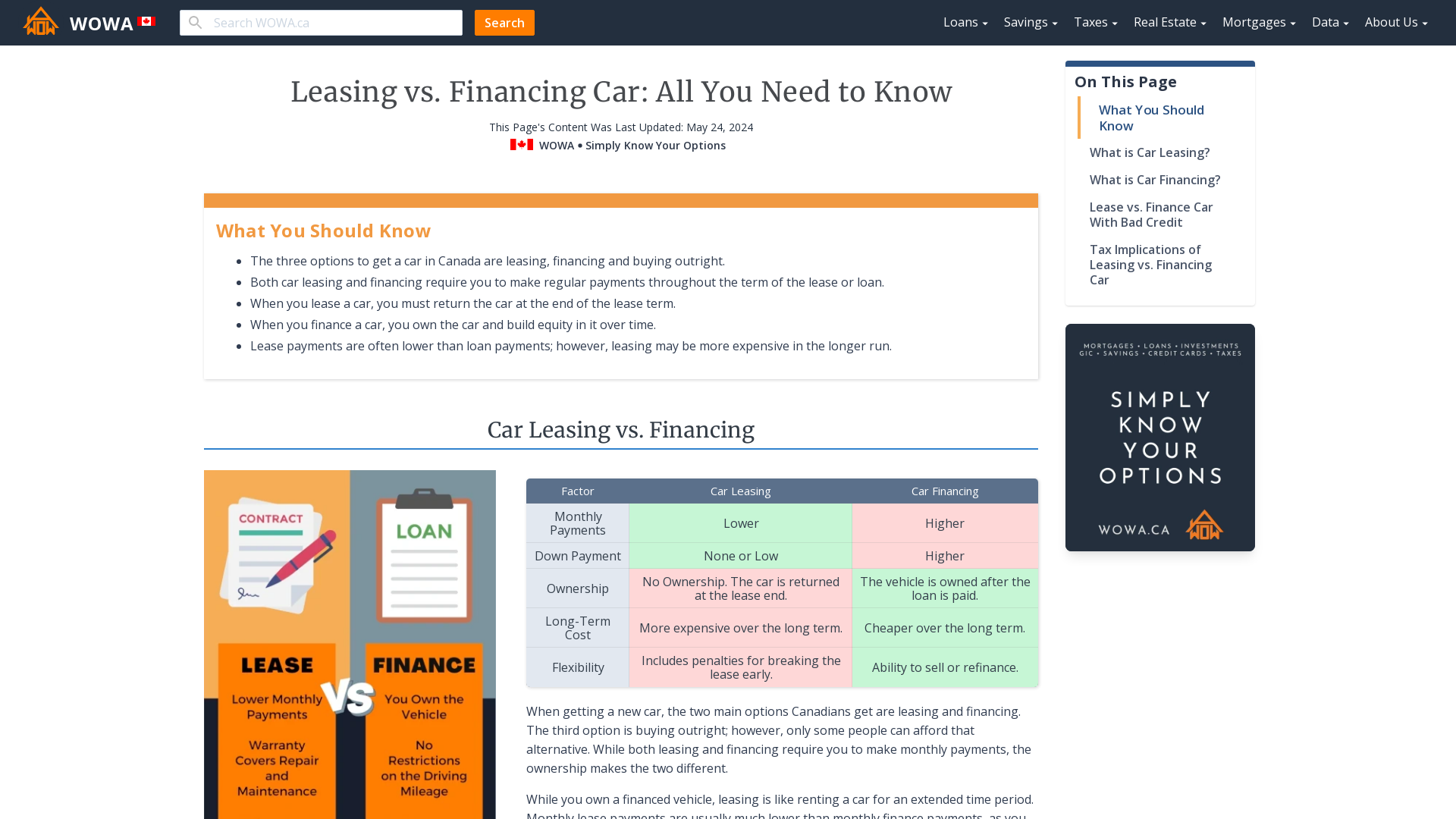 lease vs finance car canada