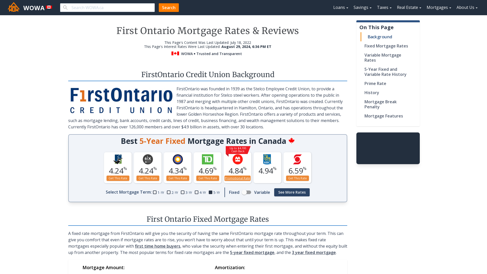 First Ontario Fixed and Variable Mortgage Rates Jul 2024 From 5.19