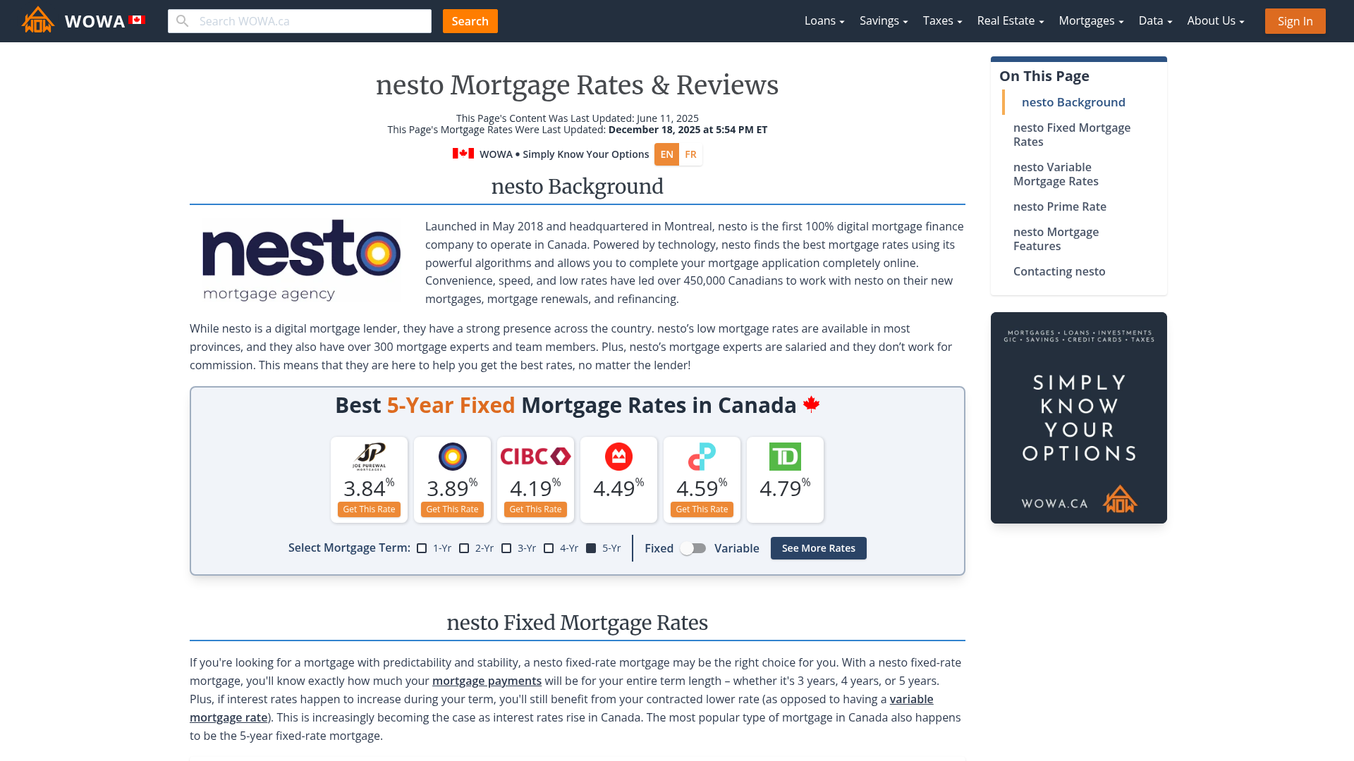 nesto Fixed and Variable Mortgage Rates Sep 2024 From 4.19 WOWA.ca