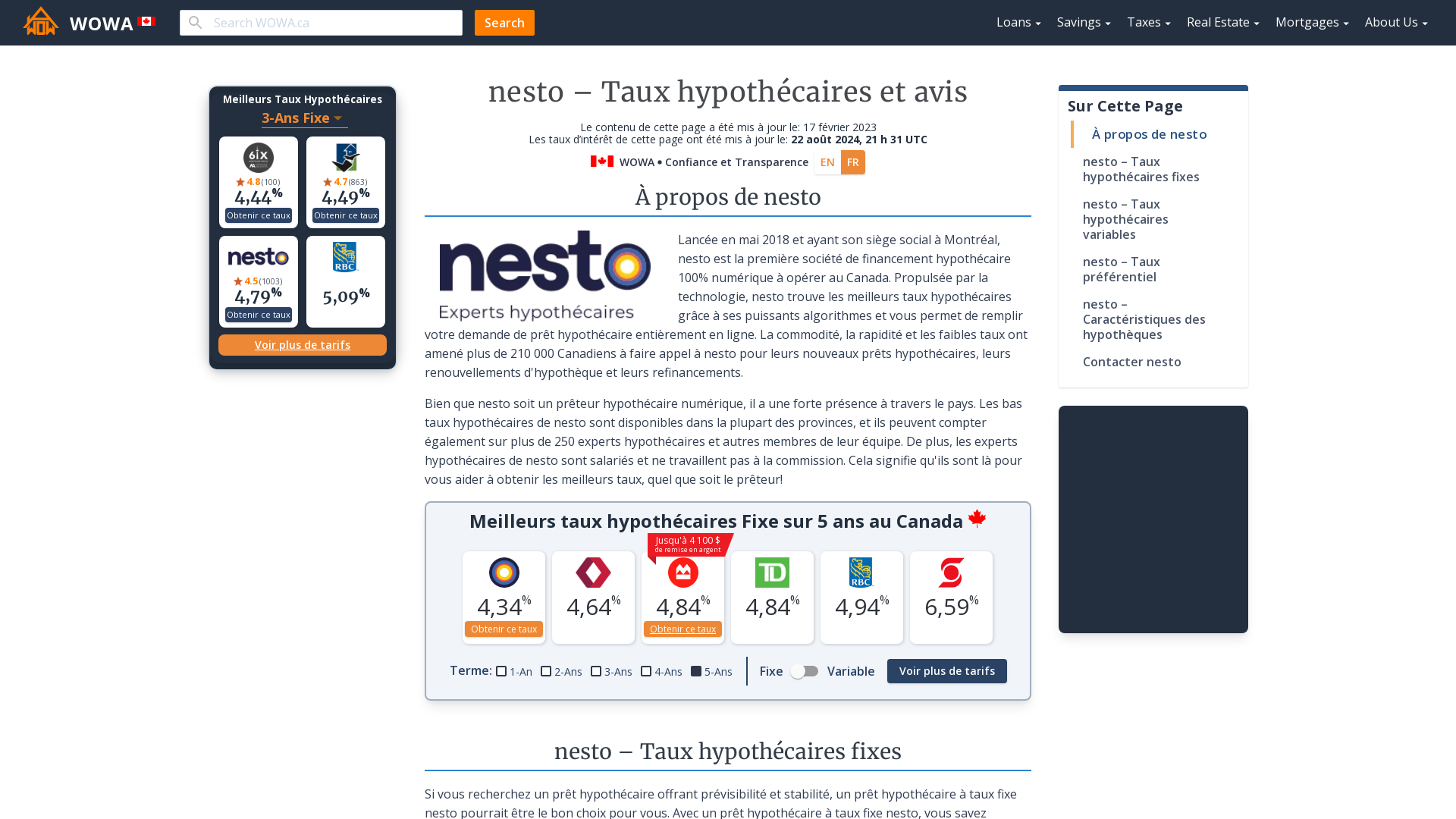 Nesto Taux Hypothécaires Fixes Et Variables Déc. 2024 | À Partir De 4 ...