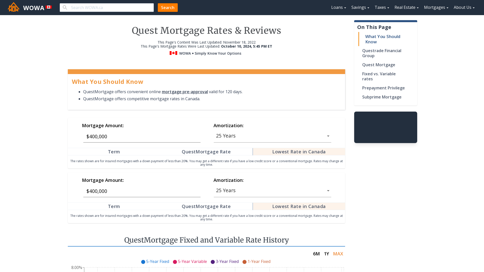 Check QuestMortgage Rates and Reviews | WOWA.ca