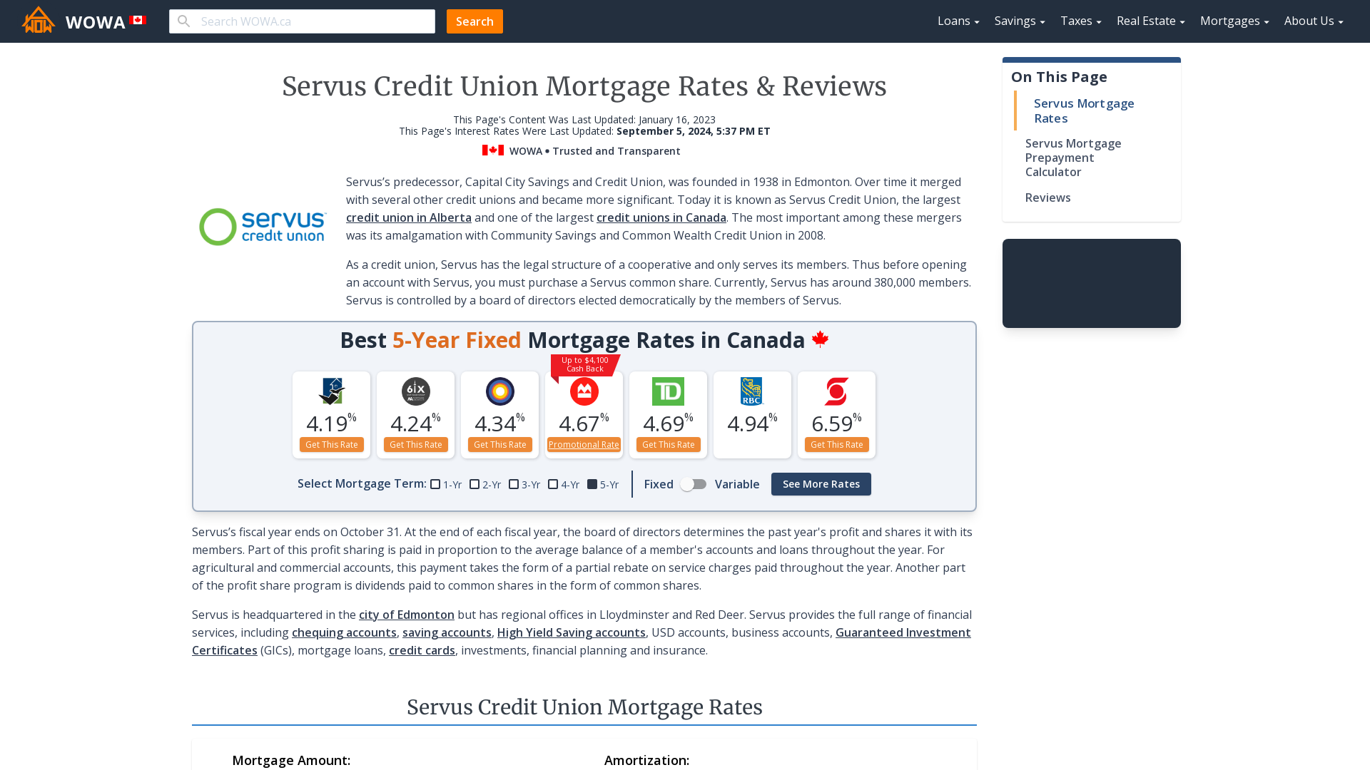 Servus Credit Union Mortgage Rates And Reviews WOWA ca