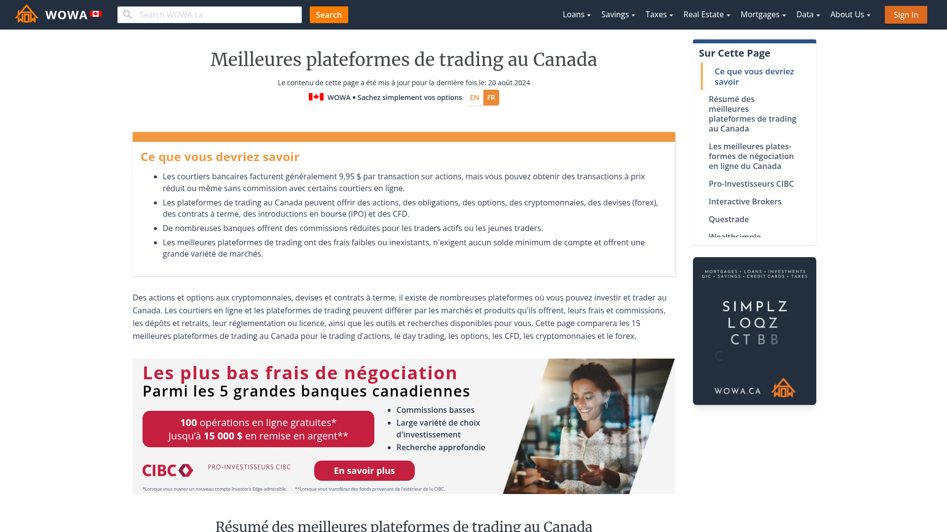 Meilleures plateformes de trading au Canada | WOWA.ca