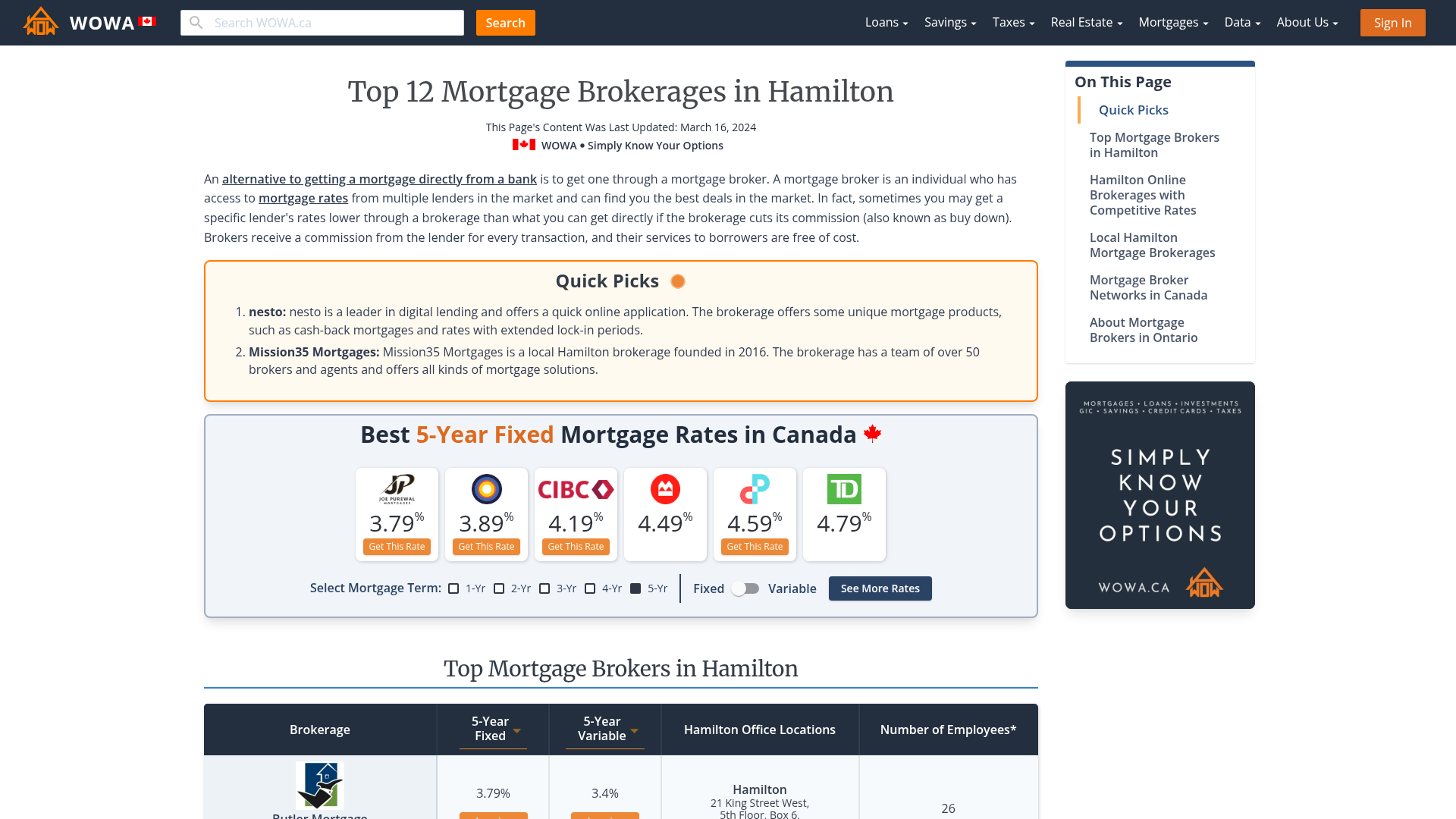 Top 13 Mortgage Brokerages in Hamilton WOWA.ca