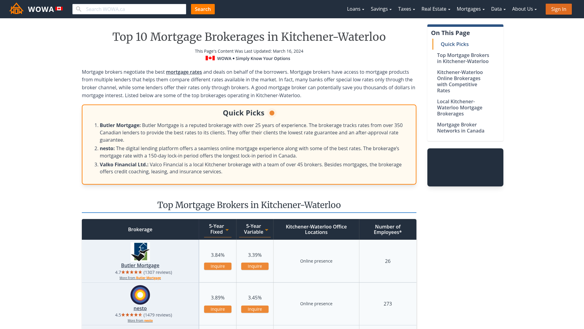 Top 11 Mortgage Brokerages in KitchenerWaterloo WOWA.ca