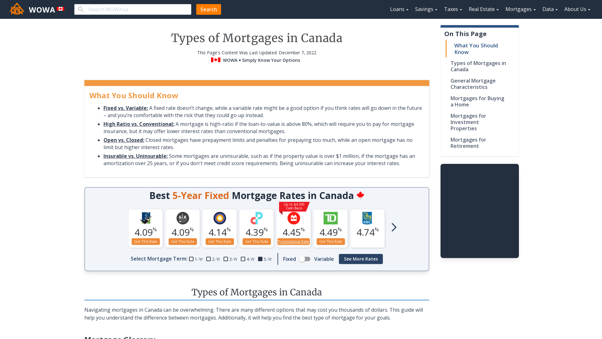 mortgage terms canada