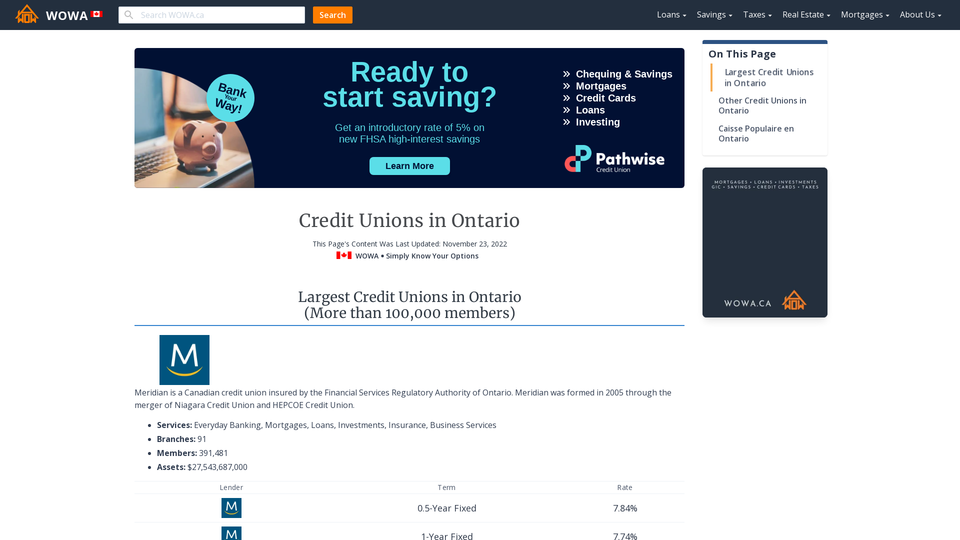 Comparing All Credit Unions In Ontario WOWA Ca   Ontario Credit Unions 