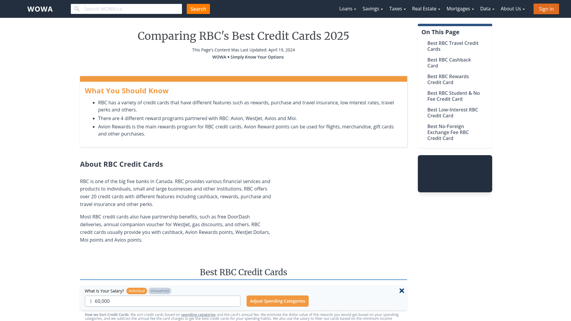 Best RBC Credit Cards in Canada WOWA.ca