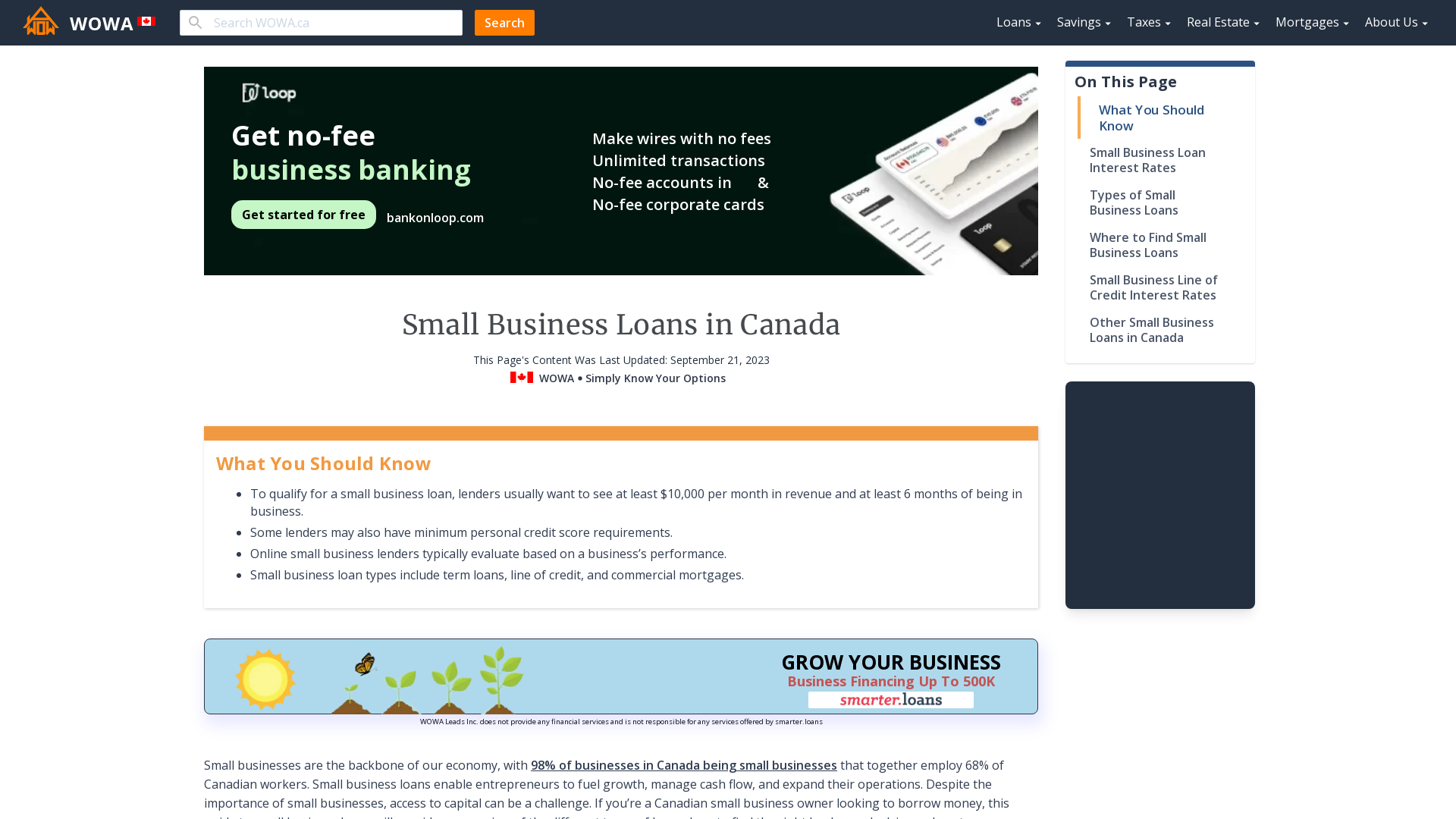 Small Business Loans In Canada WOWA Ca   Small Business Loans Canada 