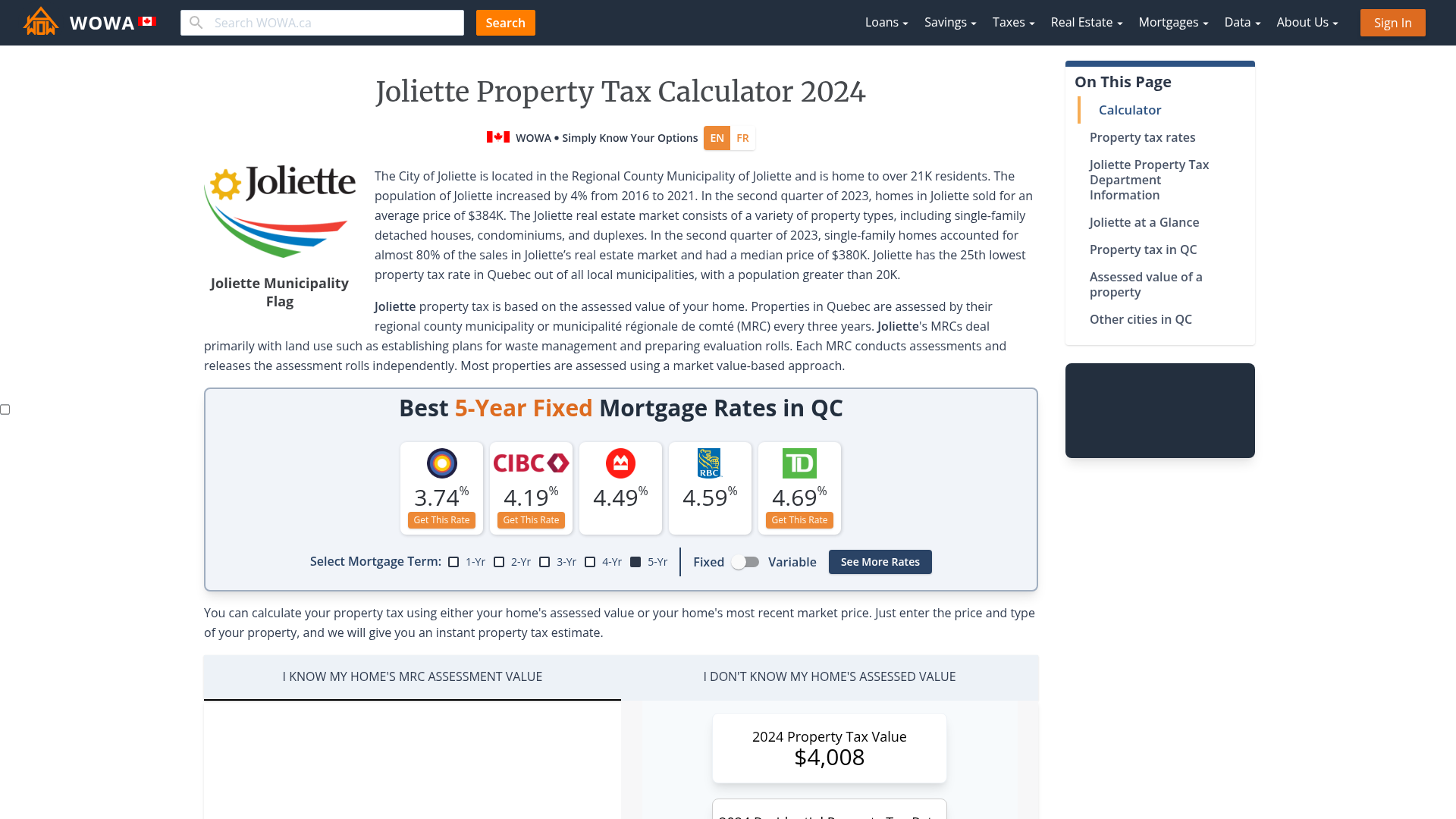 Joliette Property Tax 2023 Calculator & Rates WOWA.ca