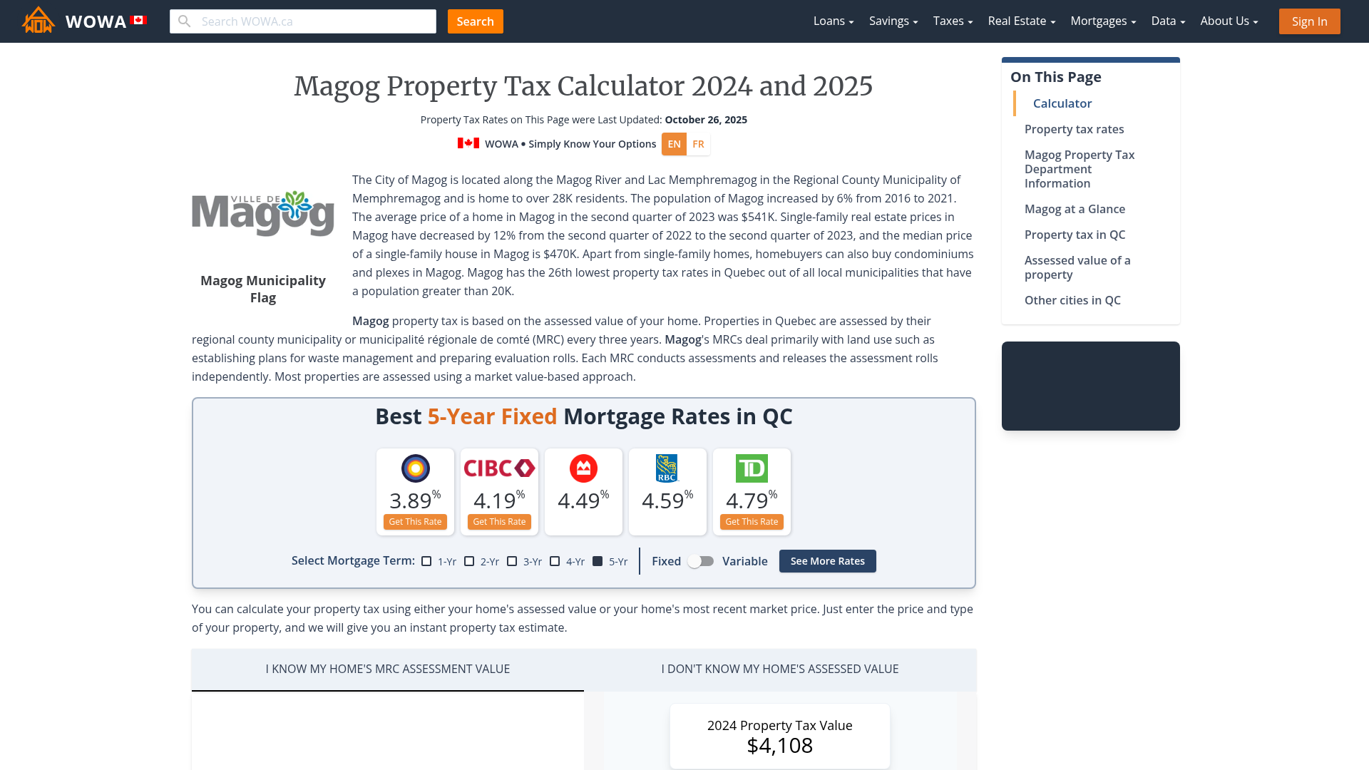 Magog Property Tax 2023 Calculator & Rates WOWA.ca