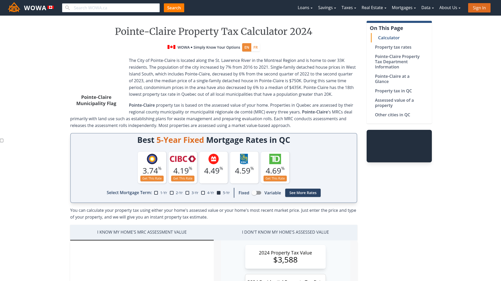 PointeClaire Property Tax 2023 Calculator & Rates WOWA.ca