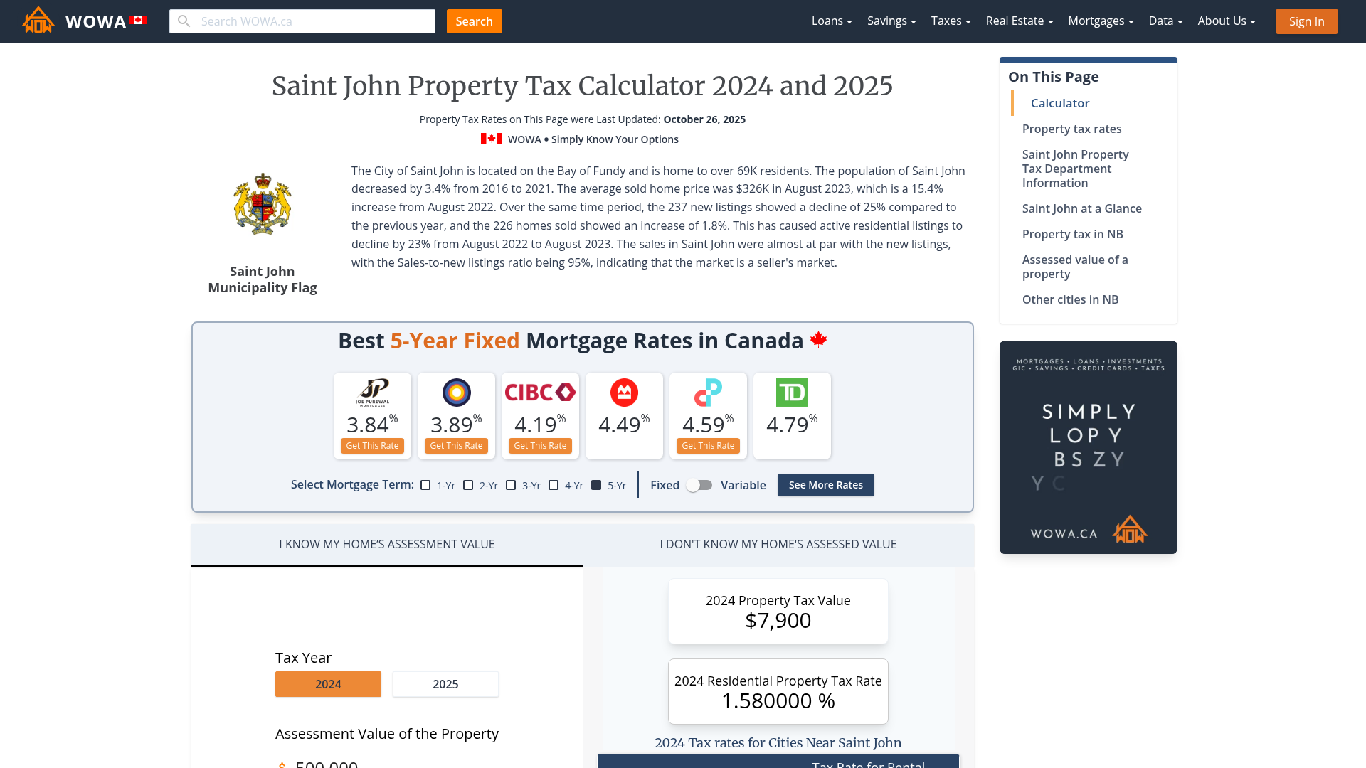 Saint John Property Tax 2023 Calculator & Rates WOWA.ca