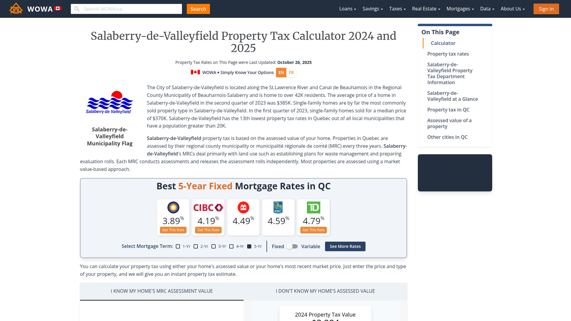 SalaberrydeValleyfield Property Tax 2023 Calculator & Rates WOWA.ca