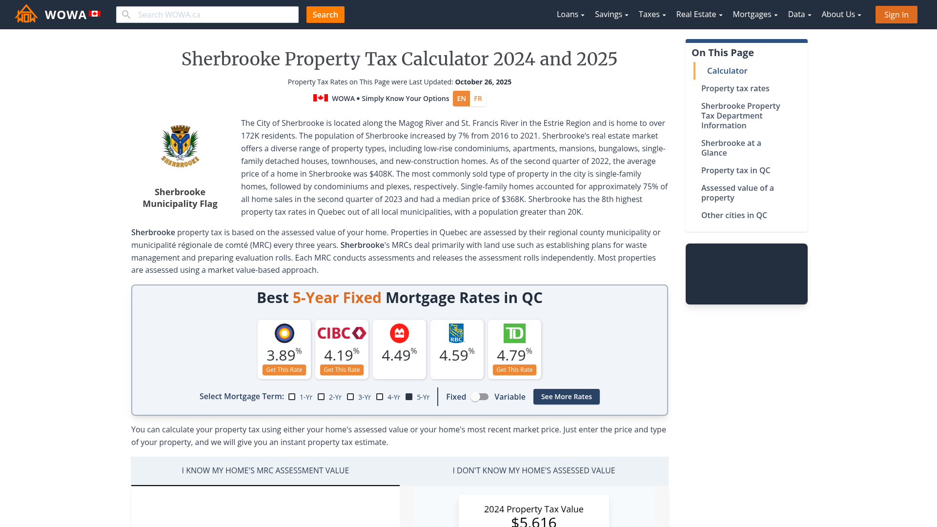 Sherbrooke Property Tax 2023 Calculator & Rates WOWA.ca