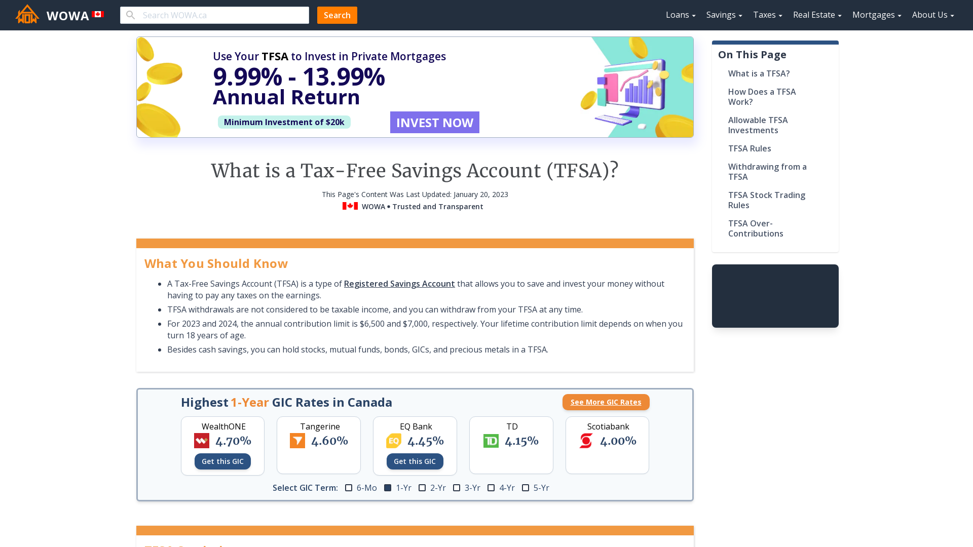 What Is A TFSA? Guide To Tax-Free Savings Account | WOWA.ca